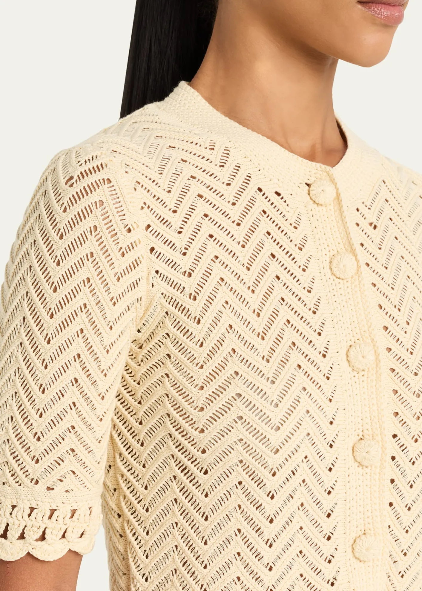A.L.C.Simon Cropped Open-Knit Cardigan