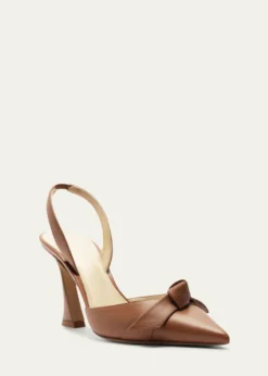 Alexandre BirmanClarita Bell Leather Bow Slingback Pumps