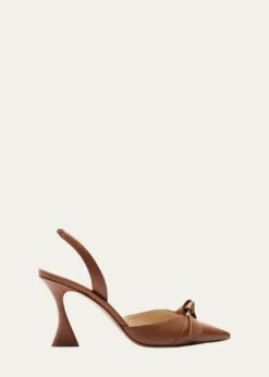 Alexandre BirmanClarita Bell Leather Bow Slingback Pumps