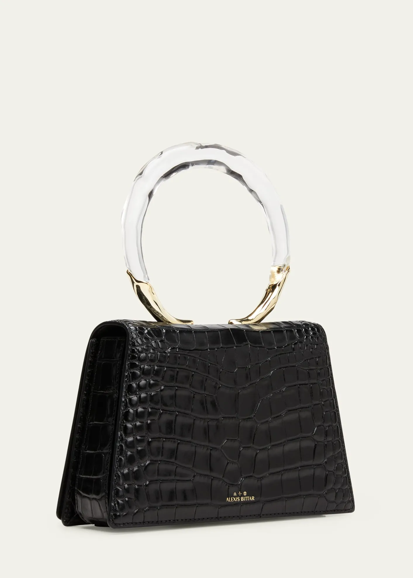 Alexis BittarLucite Quad Croc-Embossed Top-Handle Bag