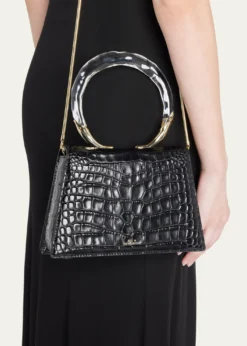 Alexis BittarLucite Quad Croc-Embossed Top-Handle Bag