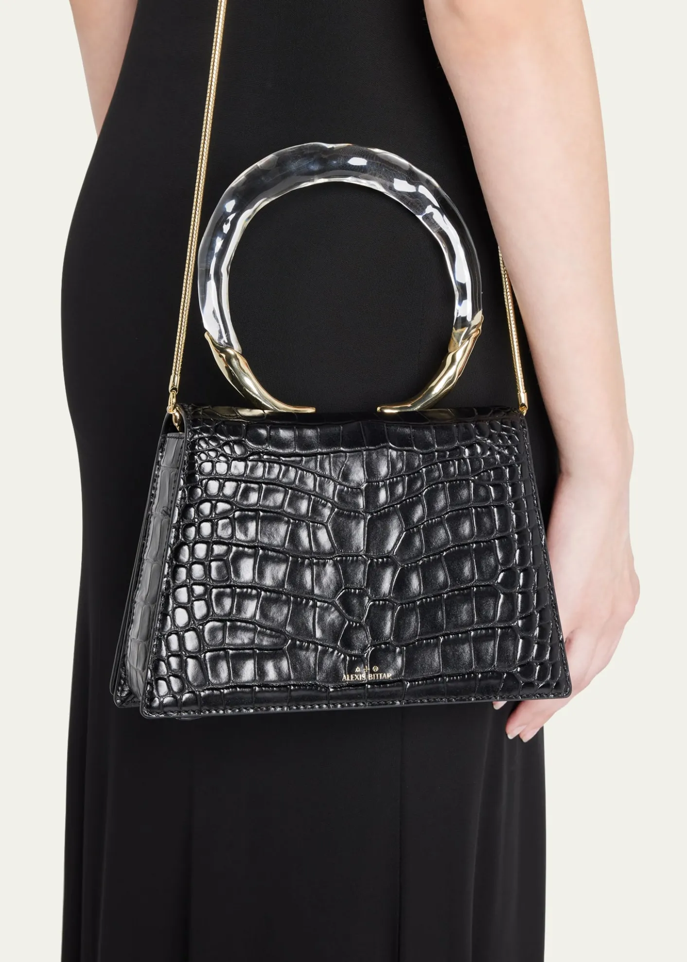 Alexis BittarLucite Quad Croc-Embossed Top-Handle Bag