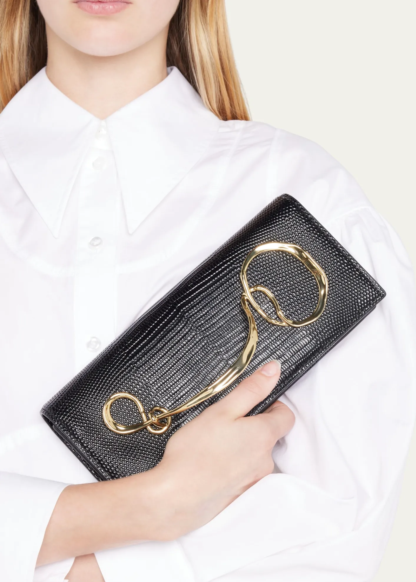 Alexis BittarTwisted Gold Side Handle Clutch Purse