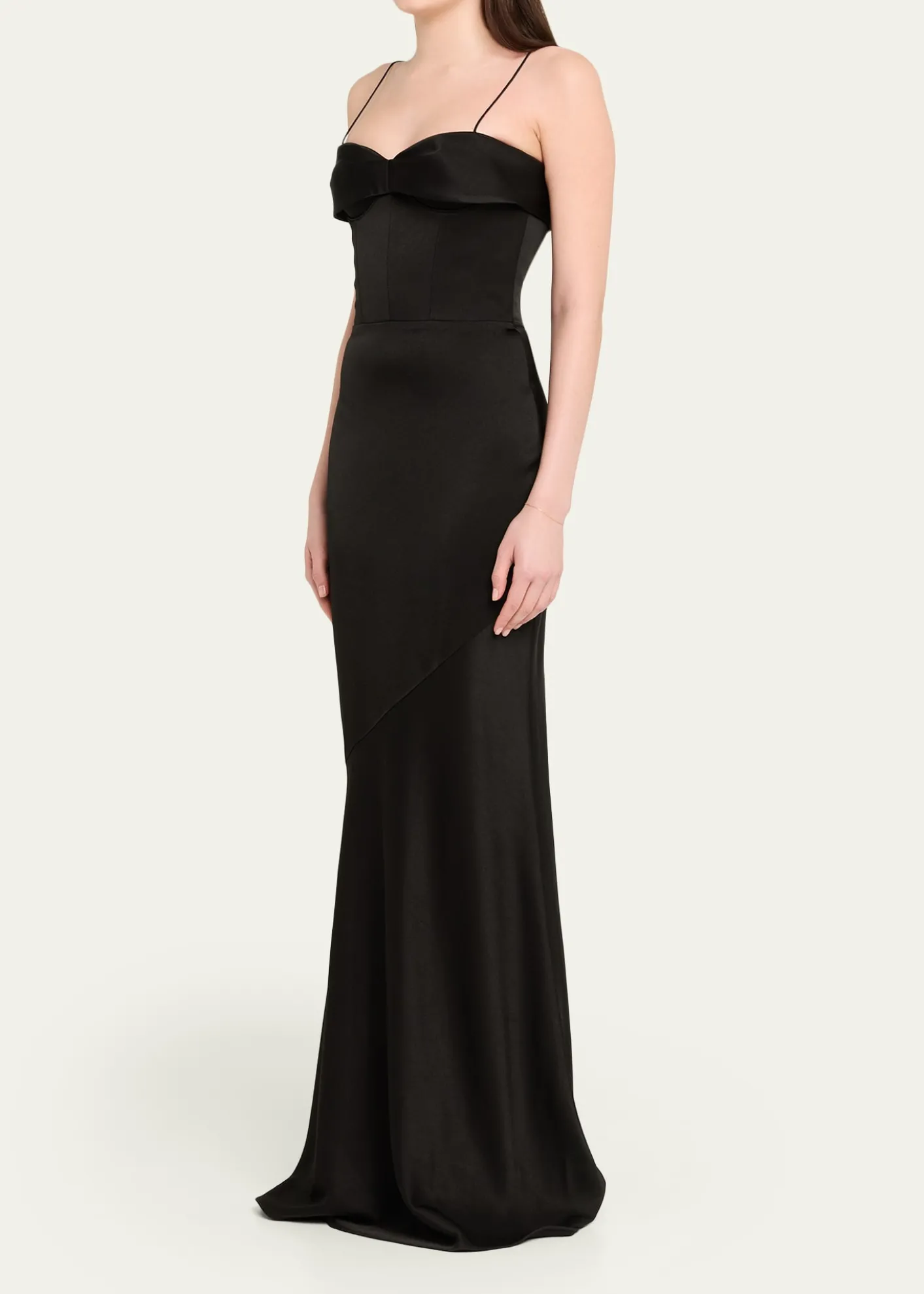 Alex PerryCupped Draped Satin Gown