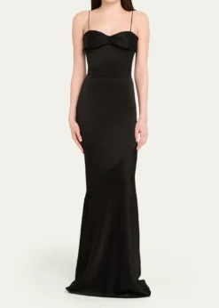 Alex PerryCupped Draped Satin Gown