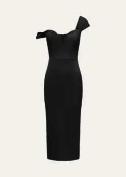 Alex PerryOff-Shoulder Sweetheart Midi Dress