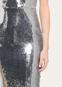 Alex PerrySleeveless Sequined Column Singlet Gown