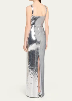 Alex PerrySleeveless Sequined Column Singlet Gown