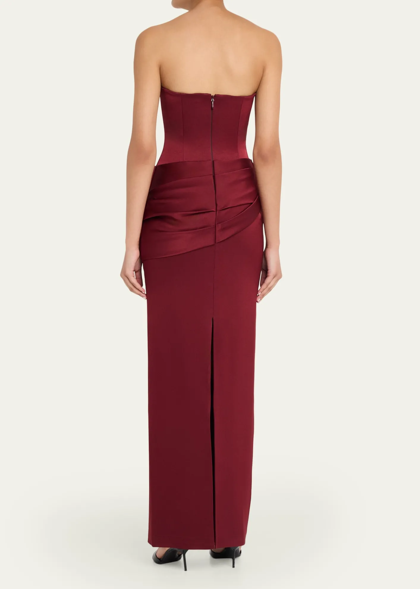Alex PerryStrapless Corset Draped Column Gown