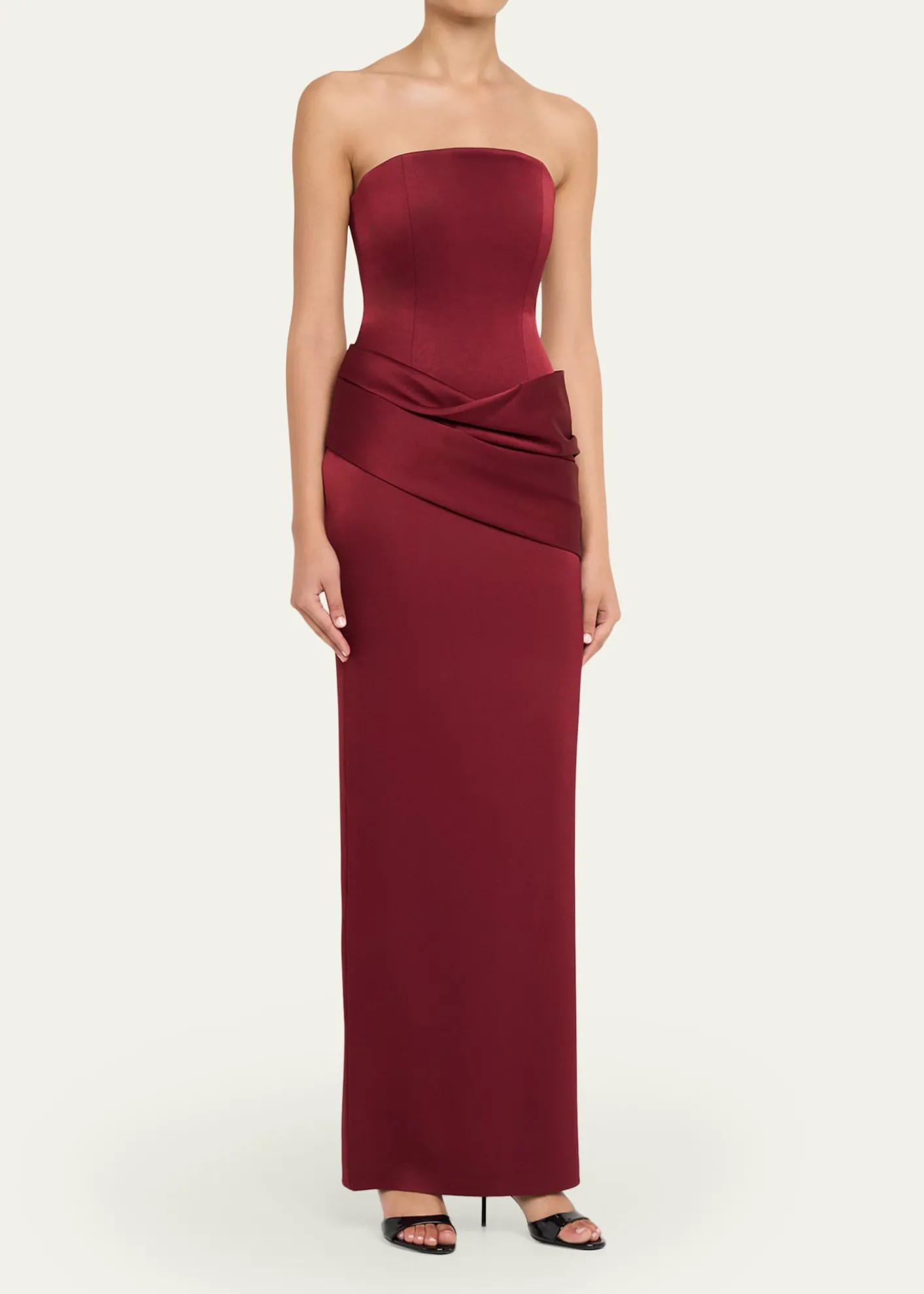 Alex PerryStrapless Corset Draped Column Gown
