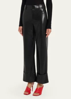 ALICE + OLIVIAAlexander Vegan Leather Cuffed Pants