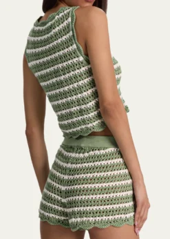 ALICE + OLIVIAAmity Striped Crochet Tank Top