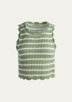 ALICE + OLIVIAAmity Striped Crochet Tank Top
