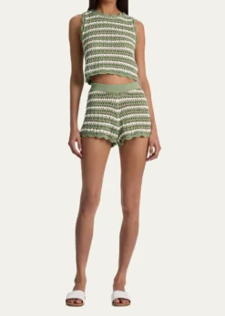ALICE + OLIVIAAmity Striped Crochet Tank Top