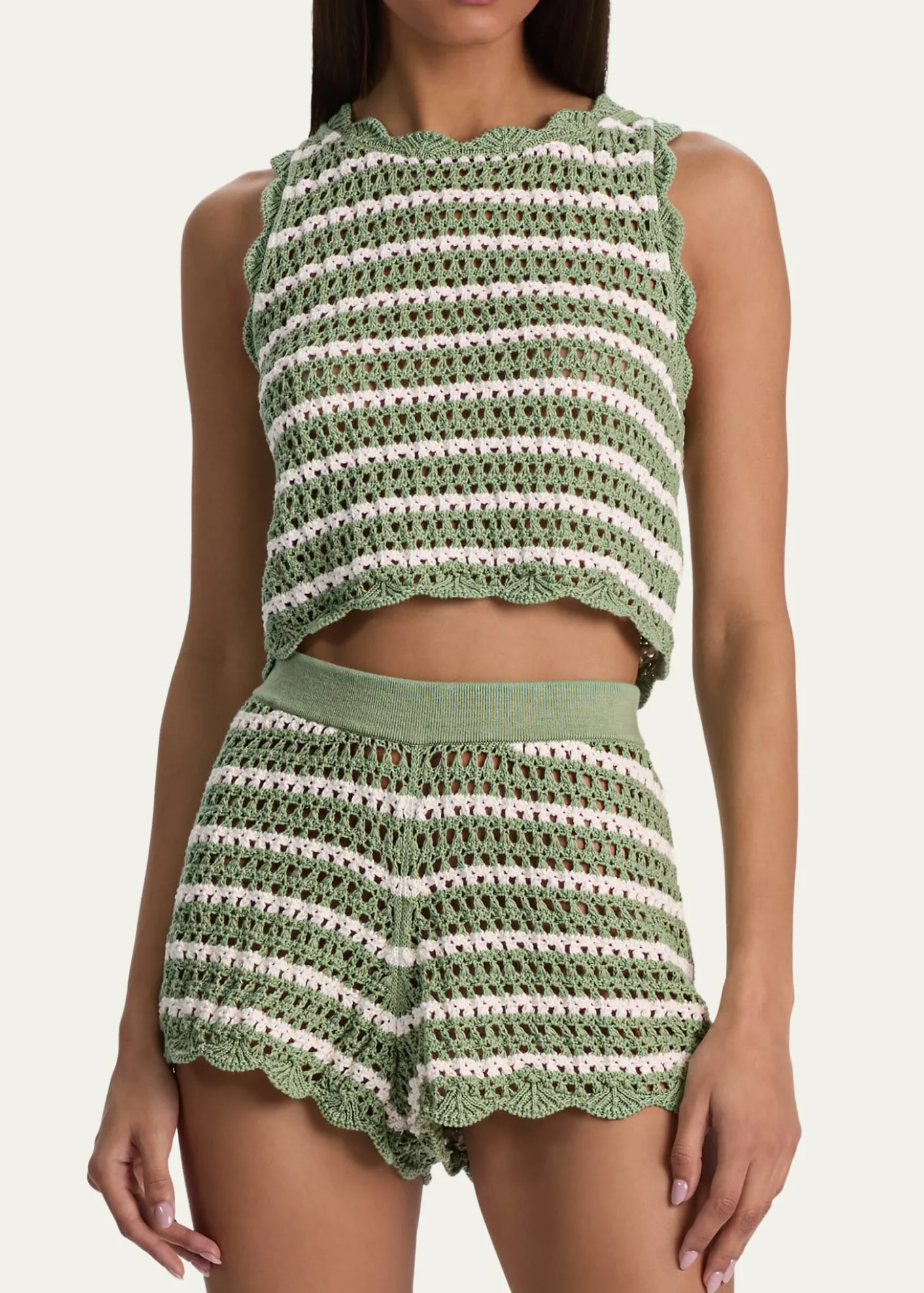 ALICE + OLIVIAAmity Striped Crochet Tank Top