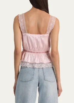 ALICE + OLIVIAAnnabeth Embroidered Satin Tank Top