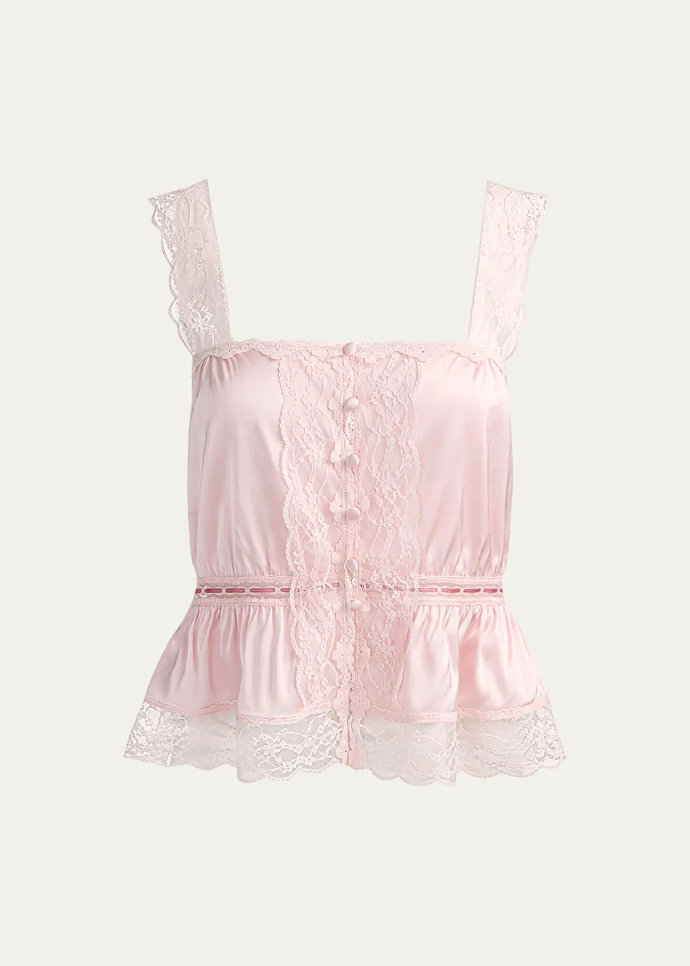 ALICE + OLIVIAAnnabeth Embroidered Satin Tank Top