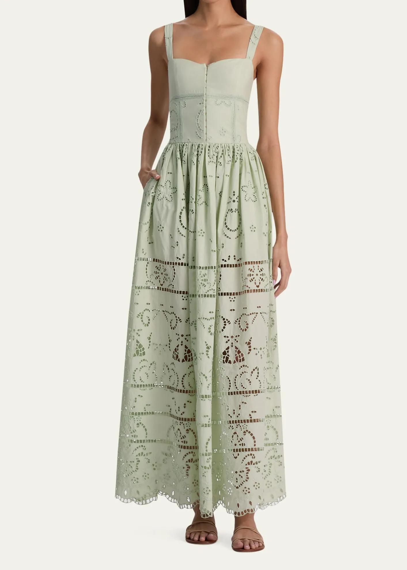 ALICE + OLIVIAAnya Embroidered Maxi Dress
