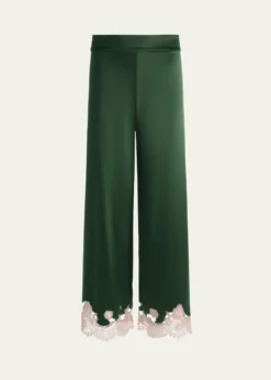 ALICE + OLIVIAAthena Lace-Trim Satin Pants