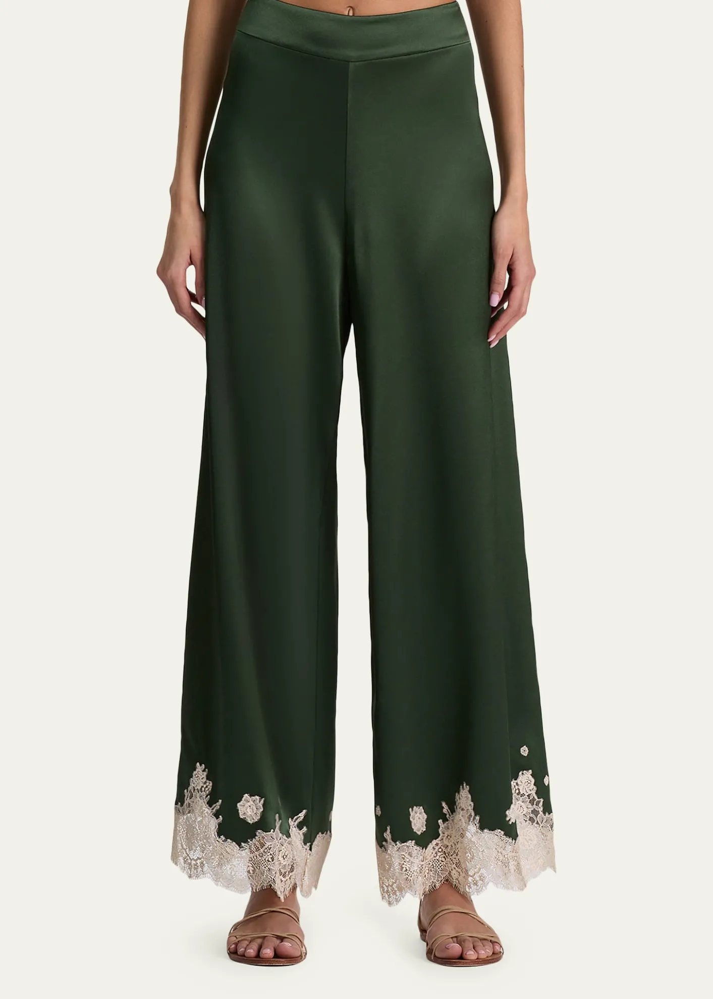 ALICE + OLIVIAAthena Lace-Trim Satin Pants