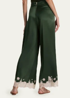 ALICE + OLIVIAAthena Lace-Trim Satin Pants