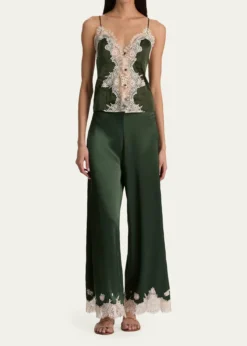 ALICE + OLIVIAAthena Lace-Trim Satin Pants