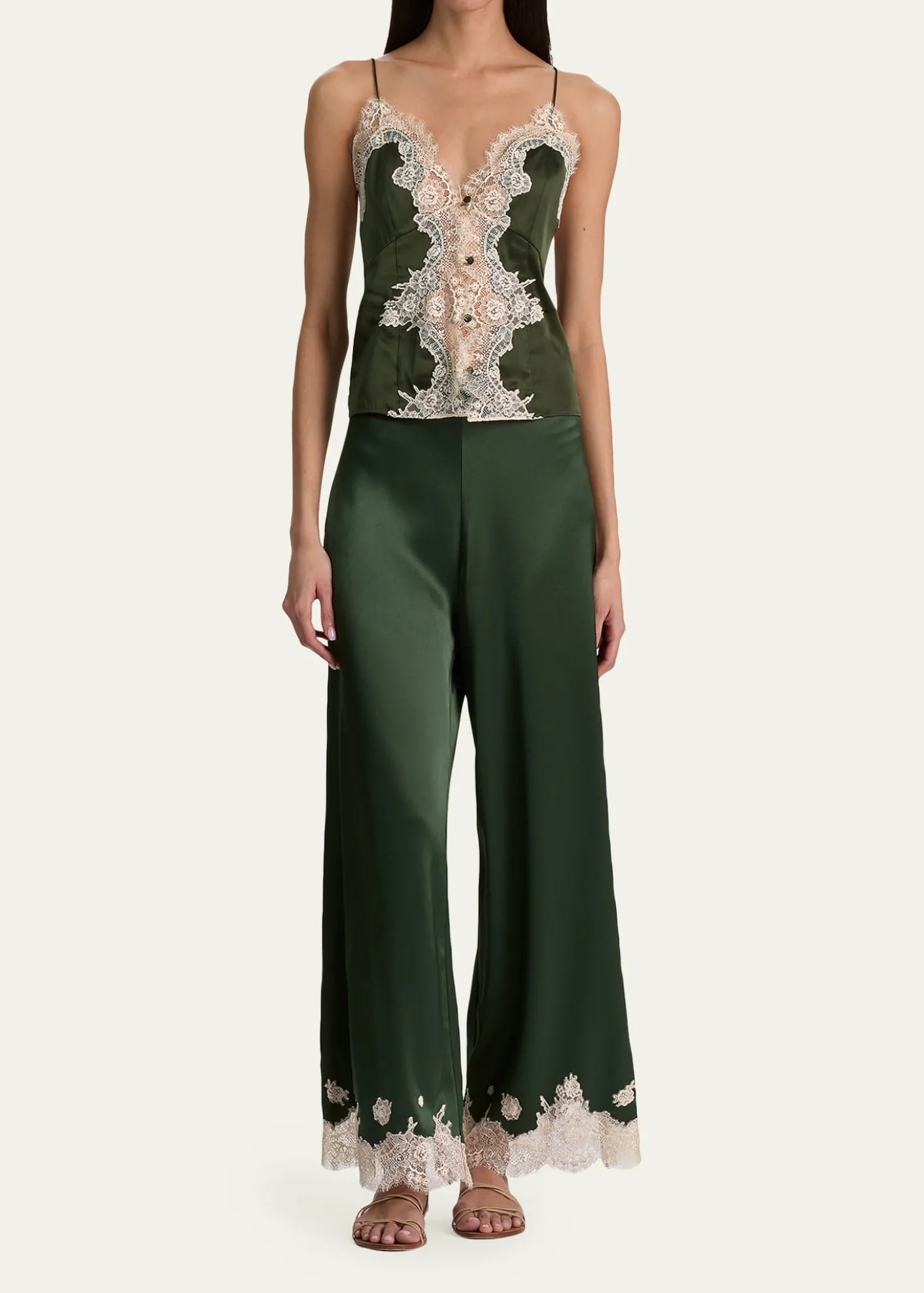 ALICE + OLIVIAAthena Lace-Trim Satin Pants