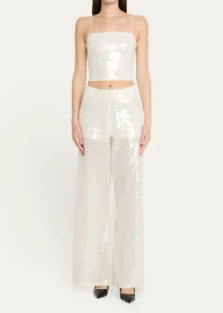 ALICE + OLIVIAAthena Sequined Wide-Leg Pants