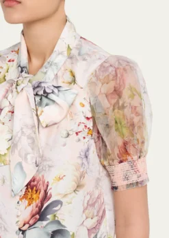 ALICE + OLIVIABrentley Floral Tie-Neck Blouse