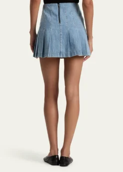 ALICE + OLIVIACarter Pleated Denim Mini Skirt