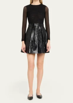 ALICE + OLIVIAChara Vegan-Leather Party Dress