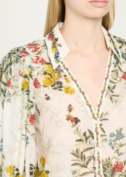 ALICE + OLIVIACharis Floral Button-Front Blouse