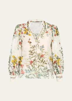 ALICE + OLIVIACharis Floral Button-Front Blouse