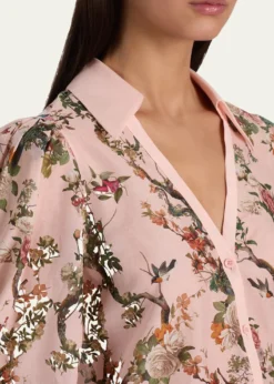 ALICE + OLIVIACharis Floral Button-Front Blouse