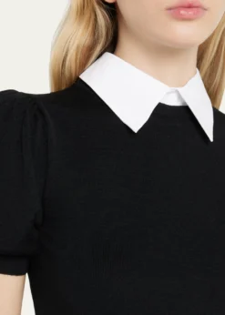 ALICE + OLIVIAChase Puff-Sleeve Detachable Collar Sweater
