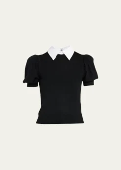 ALICE + OLIVIAChase Puff-Sleeve Detachable Collar Sweater