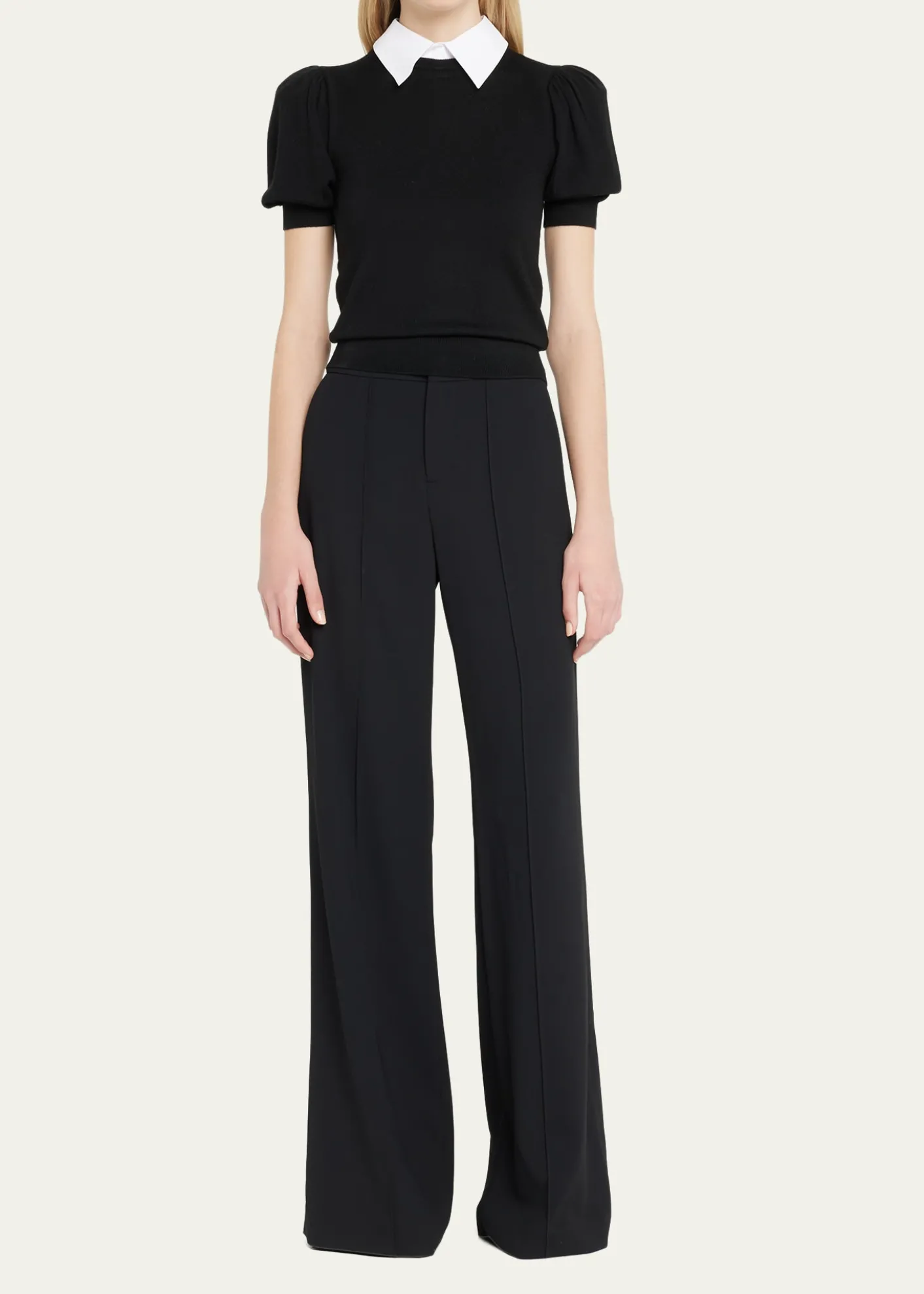 ALICE + OLIVIAChase Puff-Sleeve Detachable Collar Sweater
