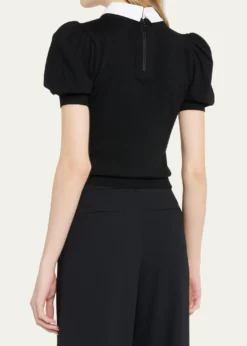 ALICE + OLIVIAChase Puff-Sleeve Detachable Collar Sweater