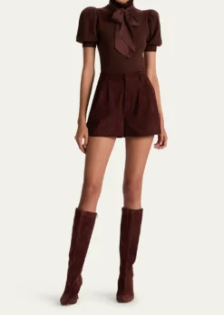 ALICE + OLIVIAChase Puff-Sleeve Ruffle-Neck Sweater