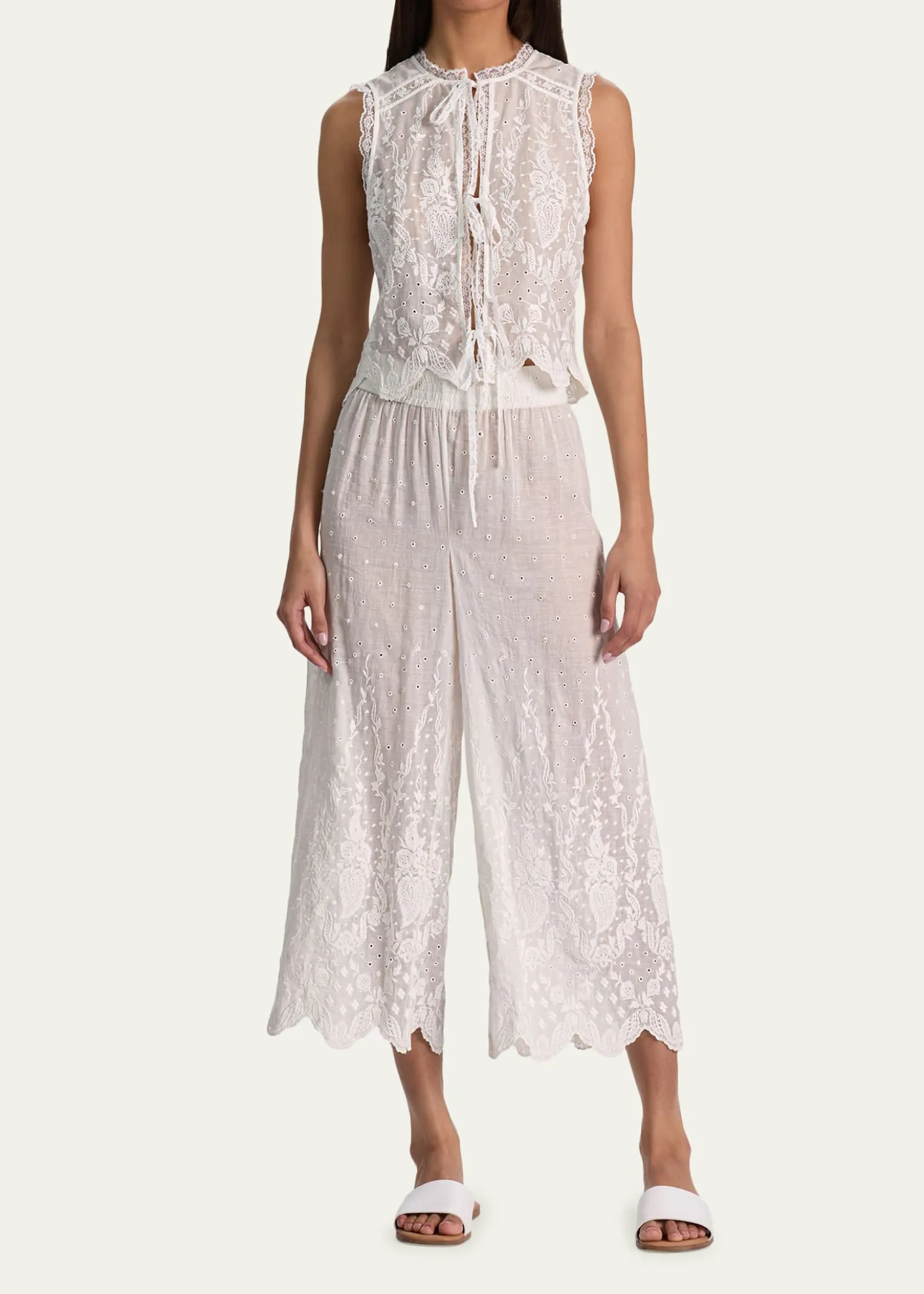 ALICE + OLIVIAElba Embroidered Cotton Pants
