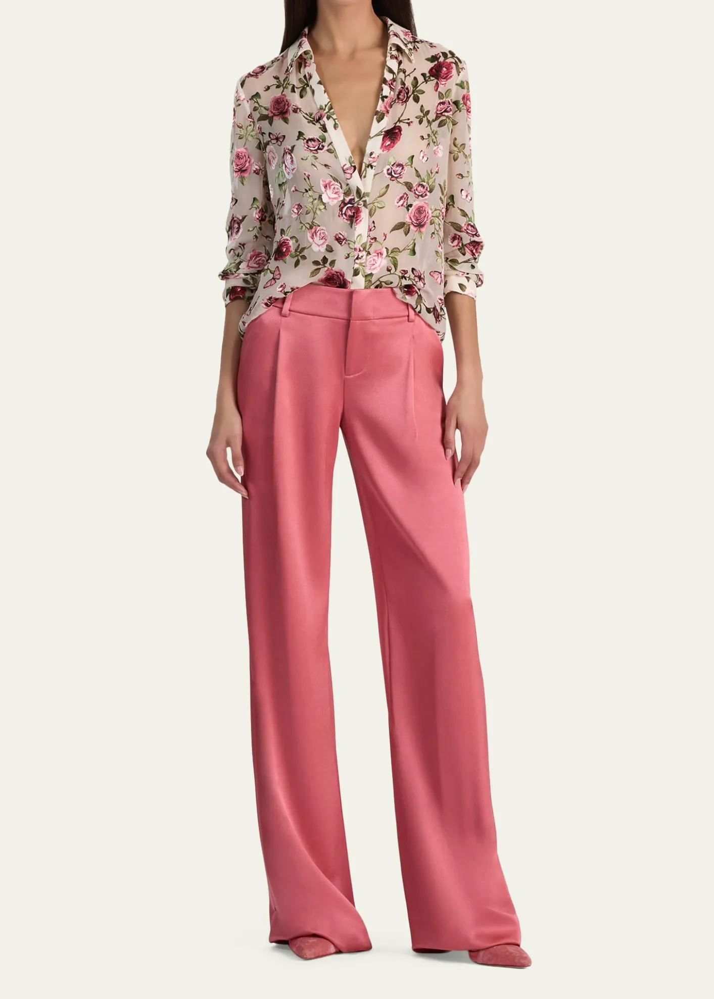 ALICE + OLIVIAEloise Button-Front Blouse