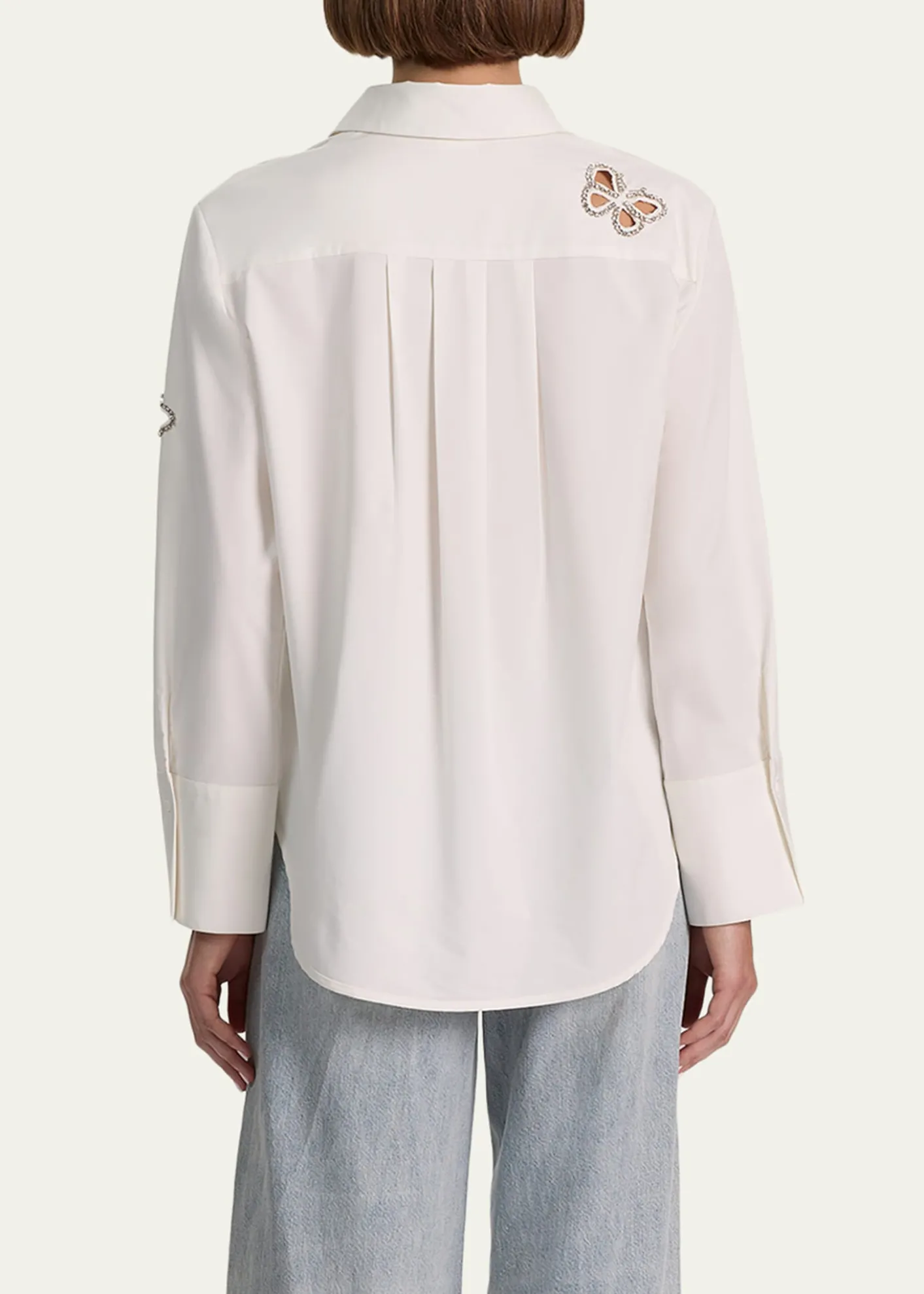 ALICE + OLIVIAFinely Embellished Cutout Button-Front Shirt