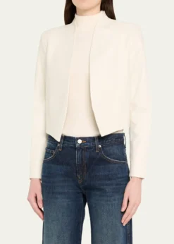 ALICE + OLIVIAHarvey Draped Open-Front Leather Jacket