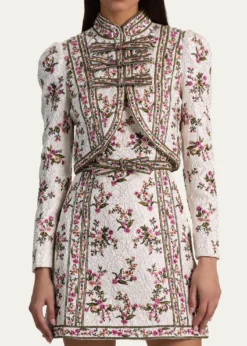 ALICE + OLIVIAIlaria Embroidered Cropped Jacket