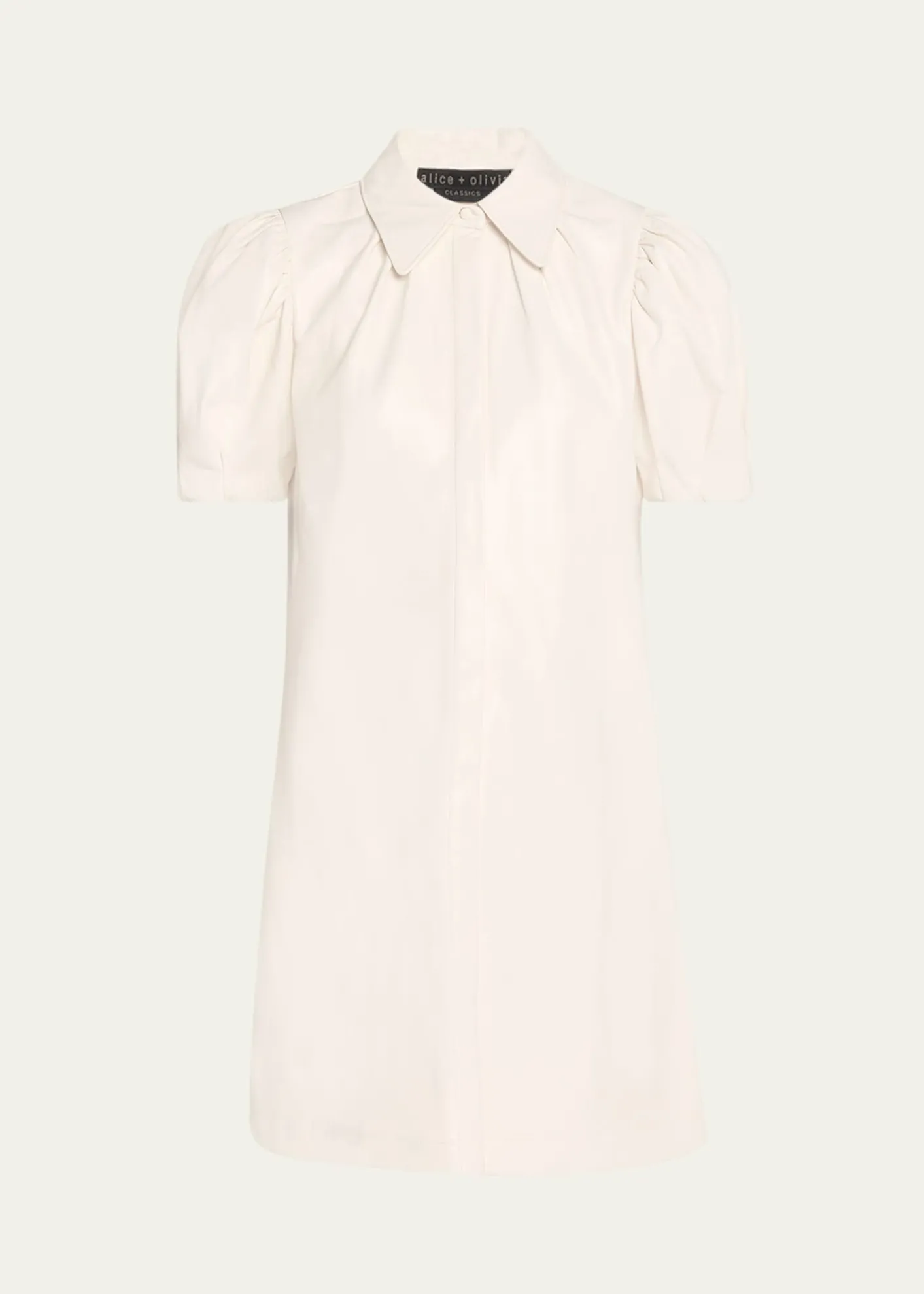 ALICE + OLIVIAJem Vegan Leather Puff-Sleeve Shirtdress