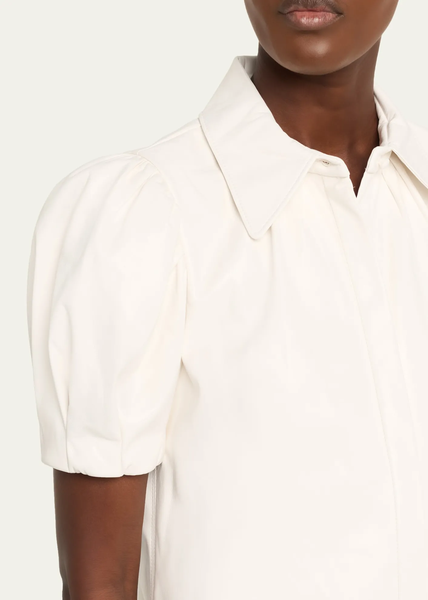 ALICE + OLIVIAJem Vegan Leather Puff-Sleeve Shirtdress
