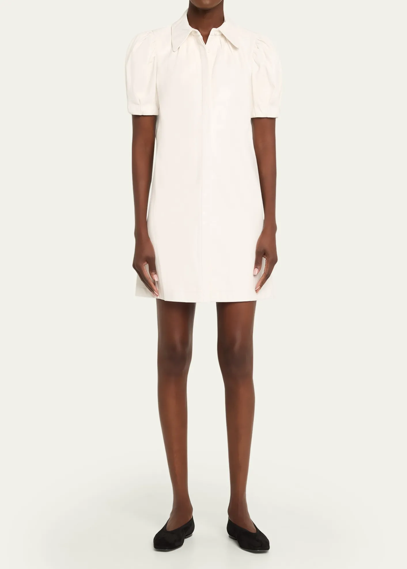 ALICE + OLIVIAJem Vegan Leather Puff-Sleeve Shirtdress