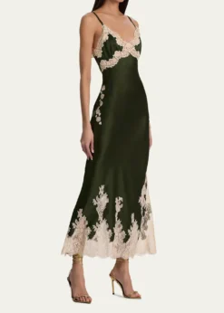ALICE + OLIVIAJulietta Cutaway Lace-Trim Satin Dress