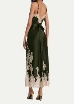 ALICE + OLIVIAJulietta Cutaway Lace-Trim Satin Dress