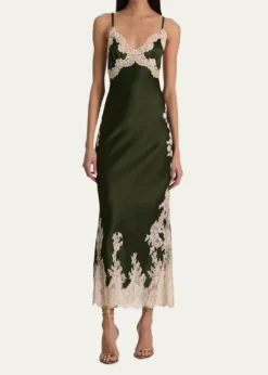 ALICE + OLIVIAJulietta Cutaway Lace-Trim Satin Dress